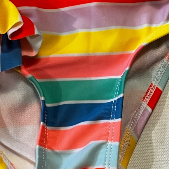 Cat & Jack Rainbow Striped Ruffle Swimsuit One Piece For Baby - Picture 3 of 6